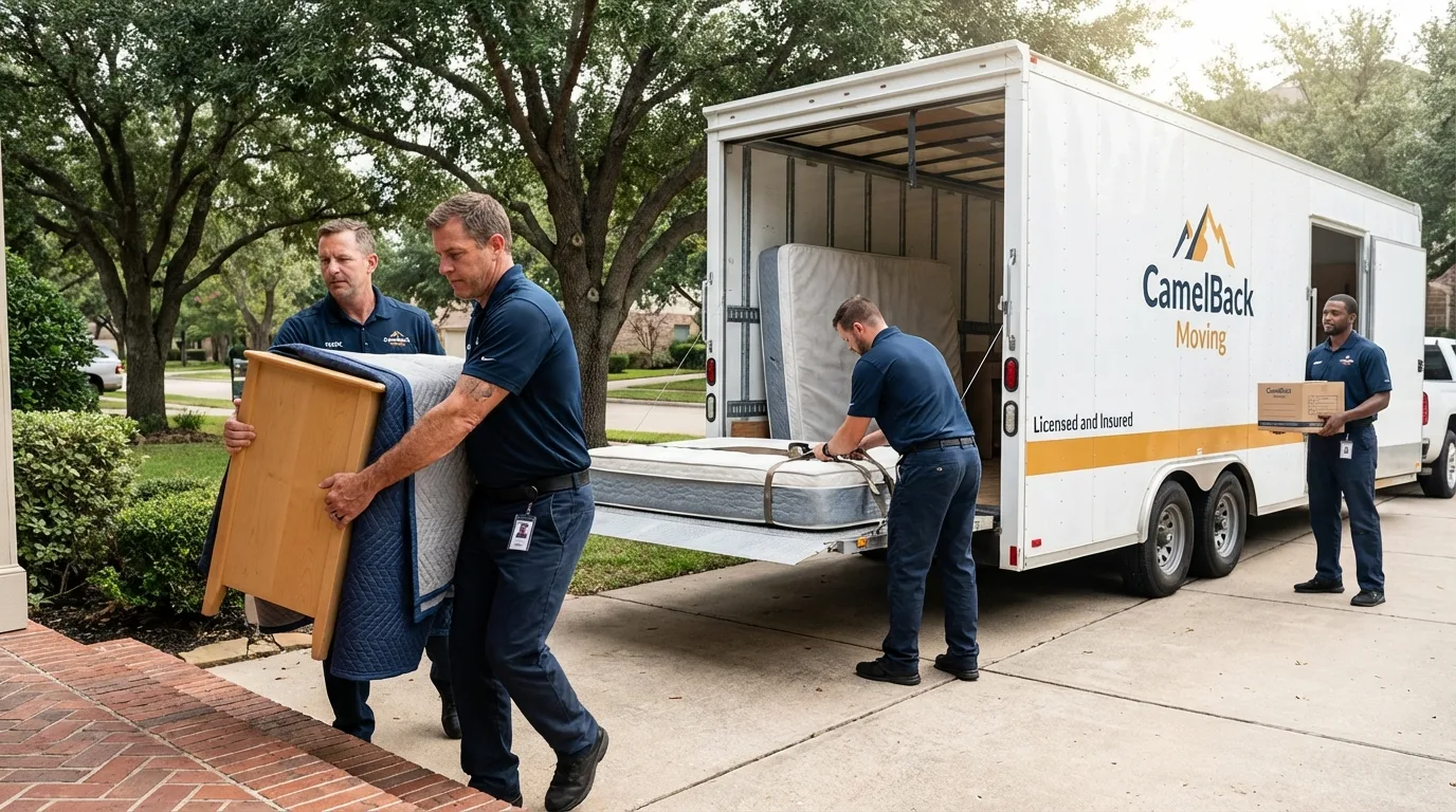 Crew loading residential truck for cross-state move from Middleburgh, NY
